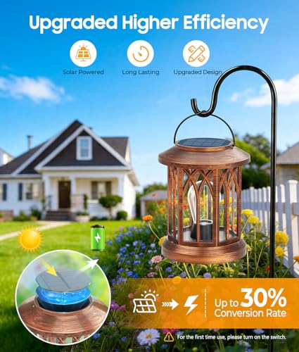 Solar Lanterns Outdoor Waterproof Lights (Classic Copper / 2 Pack)