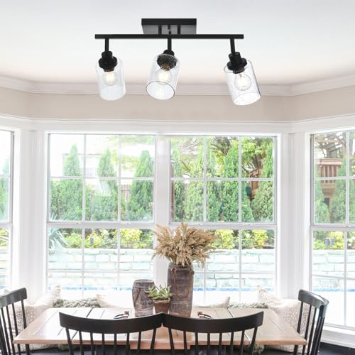 3 Light Black Track Lighting Kit Ceiling Mount Kitchen Track Lighting Fixtures (Black / 3-Light)