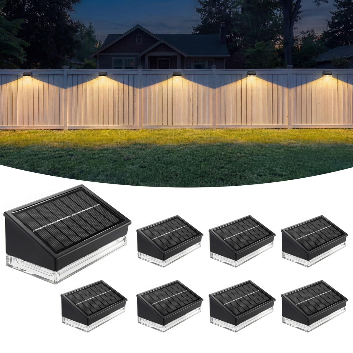 Solar Fence Lights 8 Pack (Black / 8 Pack)