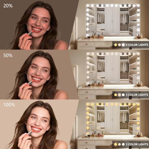Vanity Mirror with Lights (White / 48"L x 30"W)