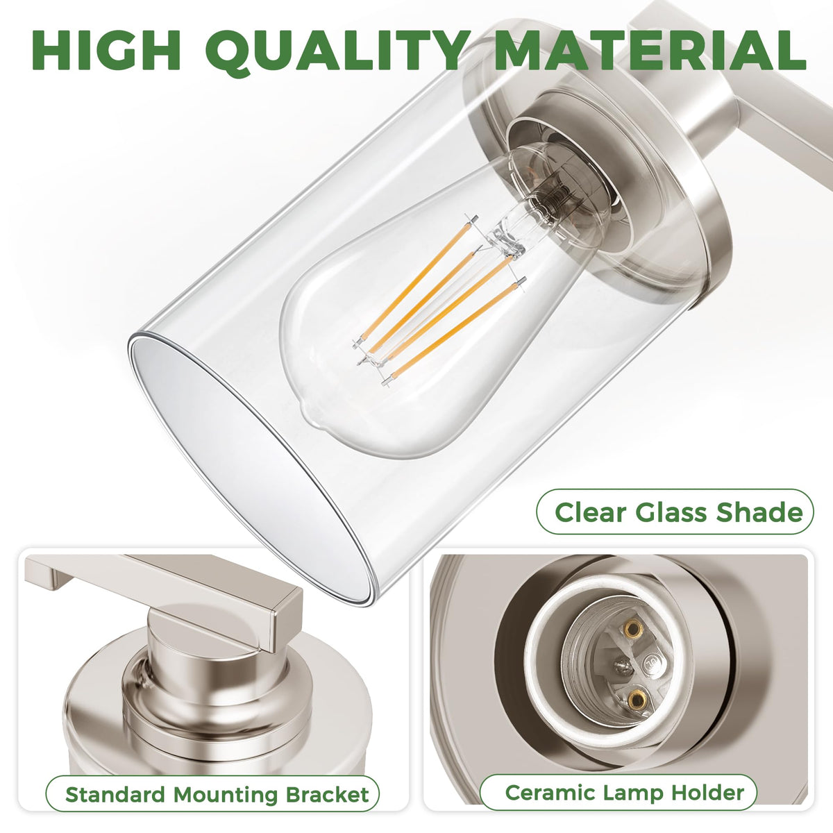 Nickel Bathroom Vanity Light Fixture Over Mirror 4 (Nickel / 4-Light)