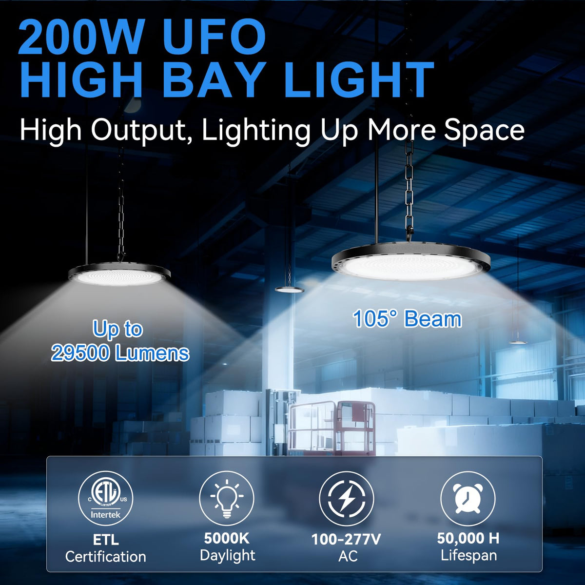 10 Pack 200W UFO LED High Bay Light (10 Pack)