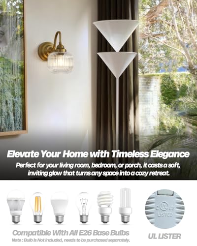 Vintage Industrial Wall Sconce Lighting with Clear Striped Glass Shade (Antique 1-Light)