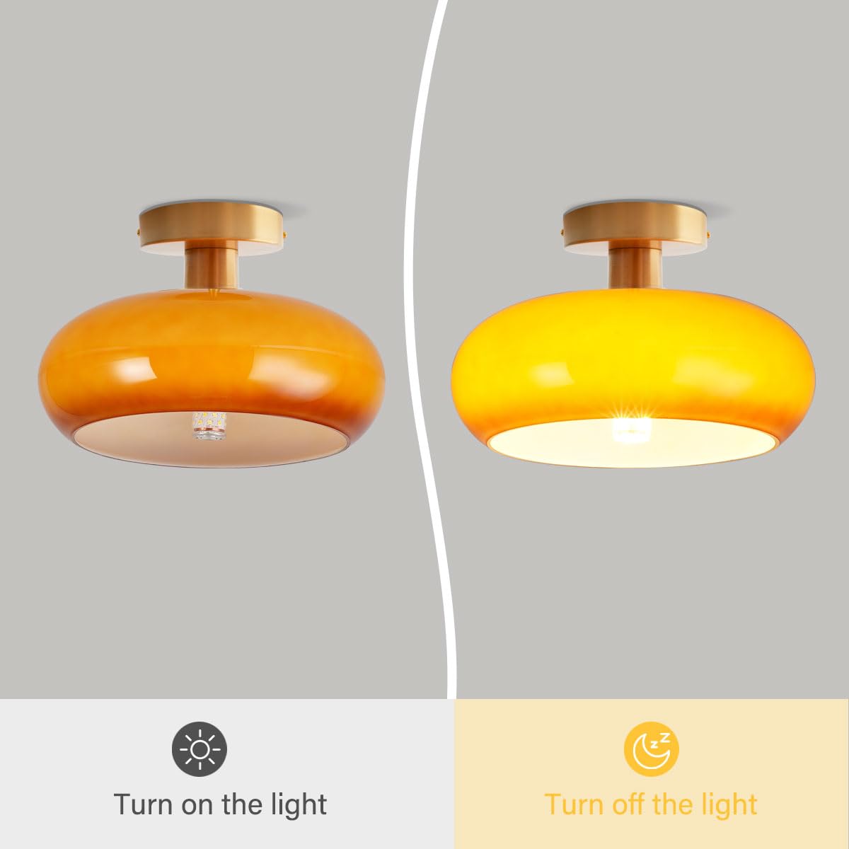 Modern Glass Flush Mount Ceiling Light (Flush-Orange)