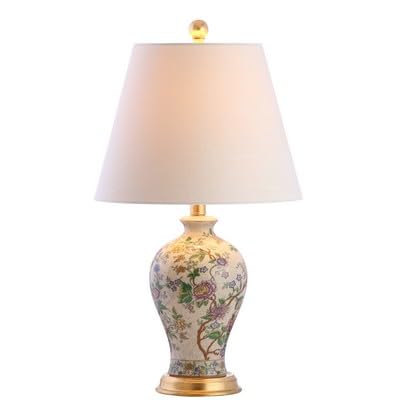 JYL3009A Grace 24" Floral LED Table Lamp Classic Cottage Bedside Desk Nightstand Lamp