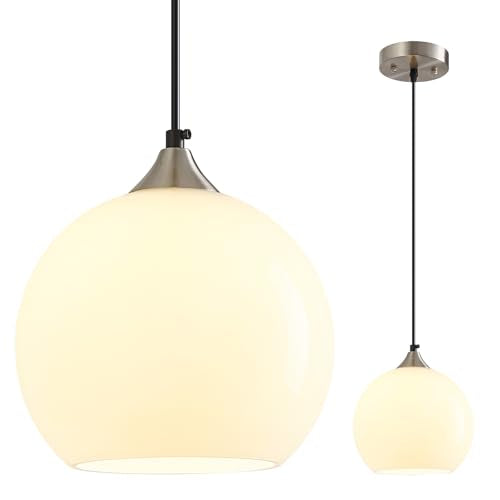 White Pendant Lights Kitchen Island 1 Pack (Milky White / M - 7.87 in)