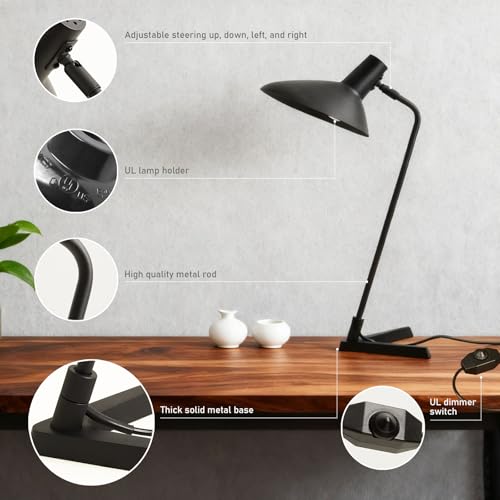 Industrial Desk Lamp Metal Modern Table Lamp 22" (Sand Black)