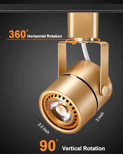 10W Dimmable Gold Track Lighting Heads H Type LED Track Light Replacement Fixtures Bright 4000K Cool White Ceiling Spotlight for Accent Task Art