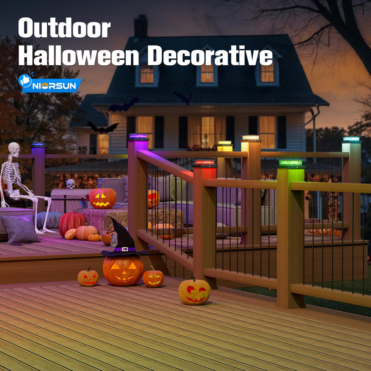4x4 Post Solar Lights Color Changing (Black)