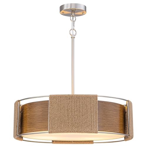 Drum Chandeliers for Dining Room 4 Lights Industrial Black Pendant Light Fixture Adjustable Hanging Lights for Living Room Entryway