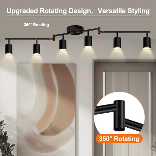 Track Lighting Fixture Ceiling (Black / 44.3" 6 Light Track Light)