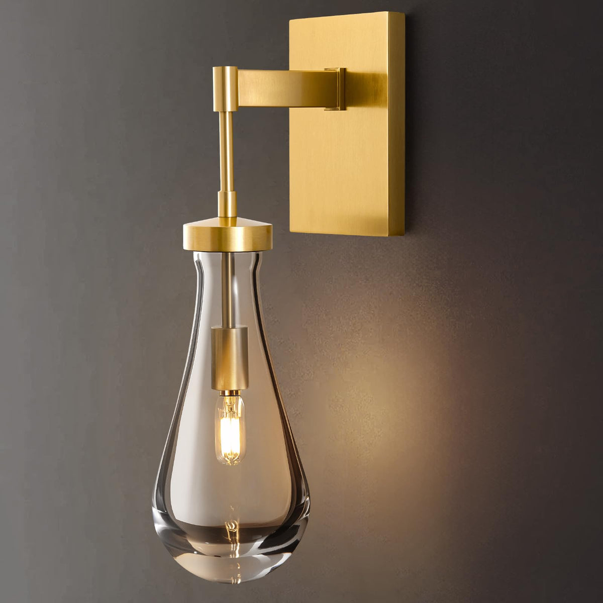 Raindrop Brass Crystal Wall Sconce (Elegant Gold / 1 Pack)