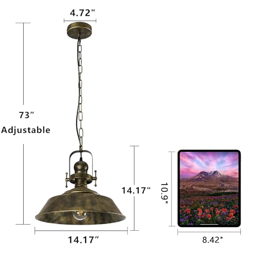 14" Farmhouse Pendant Light Rustic Light Fixture for Kitchen Island (Bronze)