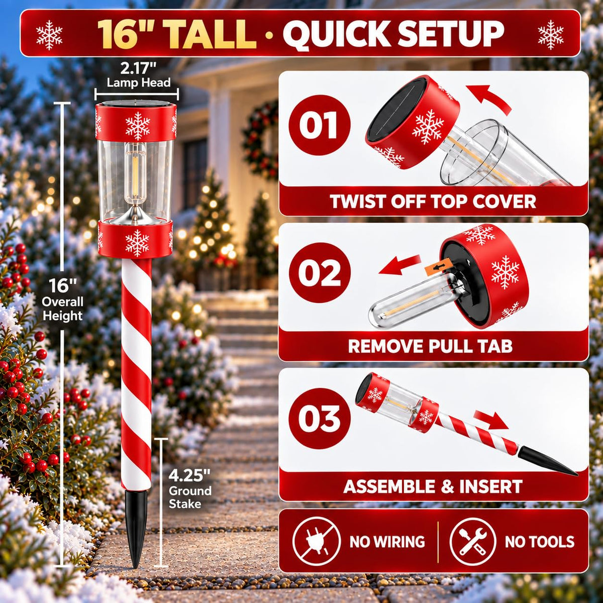 Christmas Solar Pathway Lights (Red White)