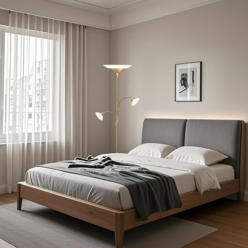 42W 3 Light Torchiere Floor Lamp (Gold)