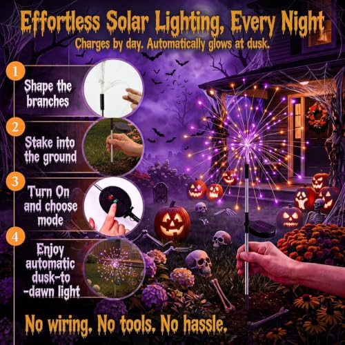 Solar Halloween Lights Outdoor 6Pack (Halloween Orange & Purple Per Light)