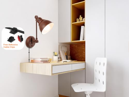 1 Pack Plug in Wall Sconce with Remote Control (Walnut-1 PACK(Bulb+Remote))