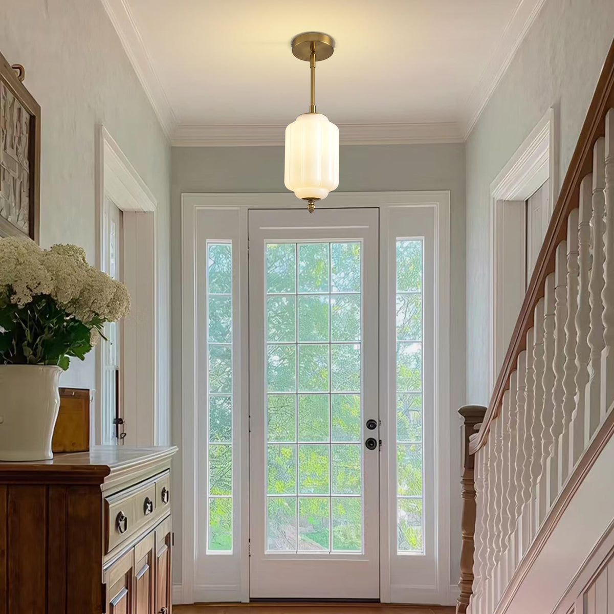 Vintage Milk Glass Pendant Lights 3 (White-3 Pack / 5.5 Inch)