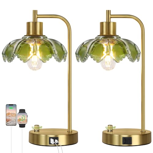 Industrial Touch Control Table Lamps with 2 USB Ports and AC Outlets