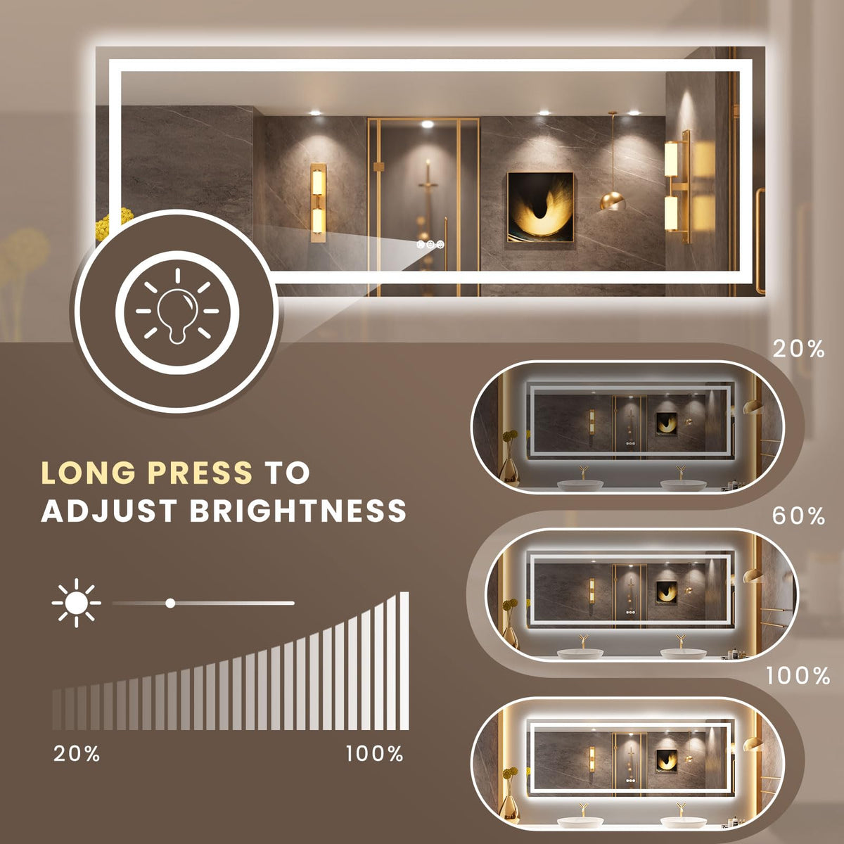 84"X32" LED Bathroom Mirror with Lights (Led / 32"L x 84"W)