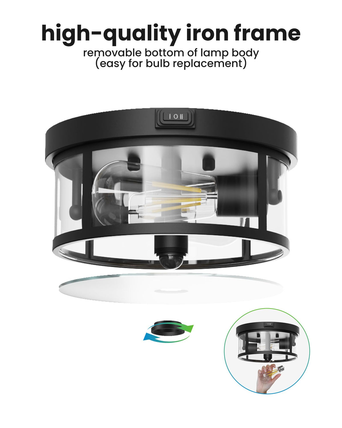 Outdoor Ceiling Light with Motion Sensor 9.3in (9.3 Inch / 1Pack)