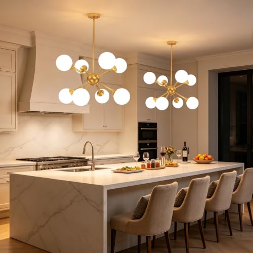 28.3" Glass Globe Chandelier 8 (Gold-8)