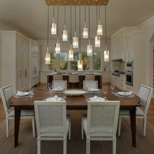 Modern Raindrop Rectangle Crystal Chandelier for Dining Room Over Table (Brass / Rectangle-12 Lights)