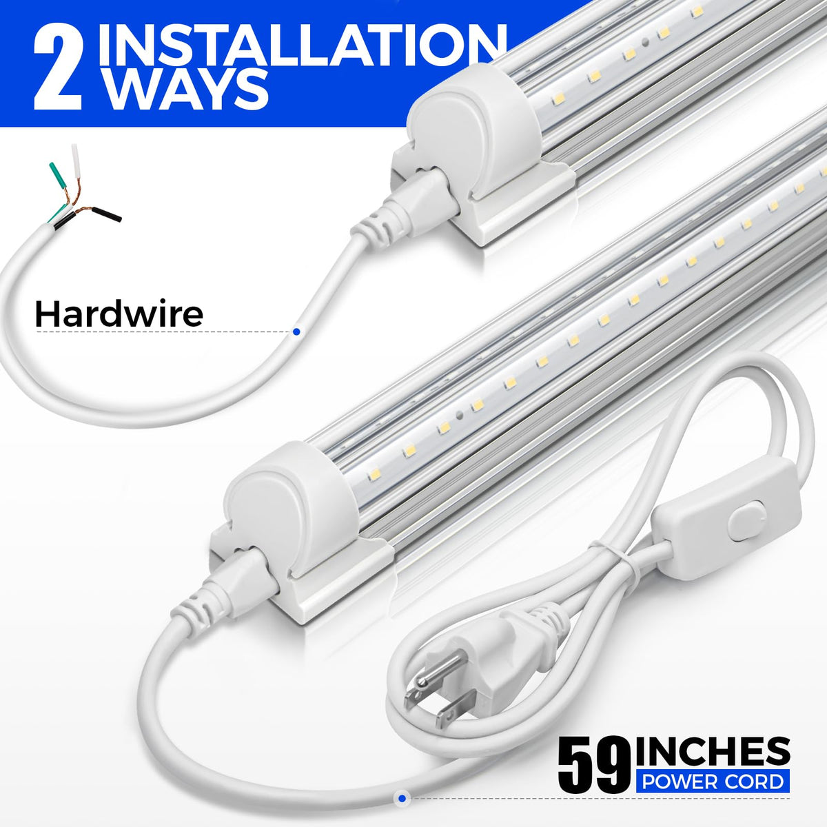 T8 LED Shop Lights 4FT (6500K / 4ft-2 Packs)