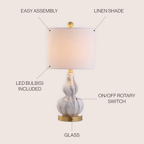 Anya Gourd Glass Table Lamp 20.5" (Single / Black / White)