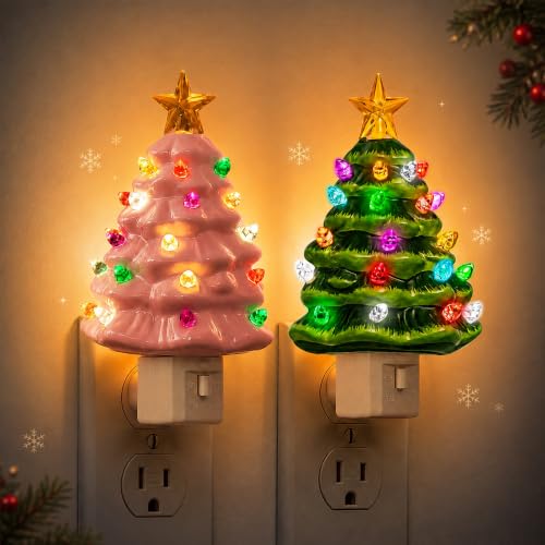 Christmas Tree Night Light (green & pink / 2 Pack)