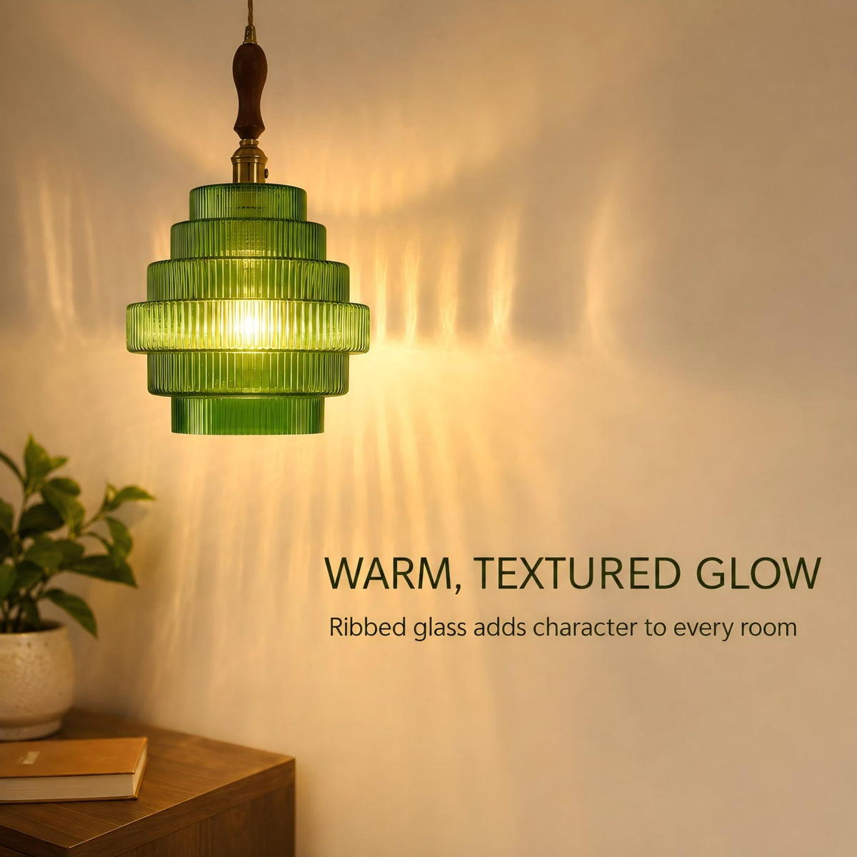 Green Stripes Glass Lamp Shades Set of 2 (Stripes Green / 2 Pack)
