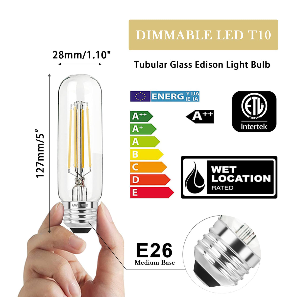 5 Inch Edison Bulb (5 Inch 6W (4 Count))