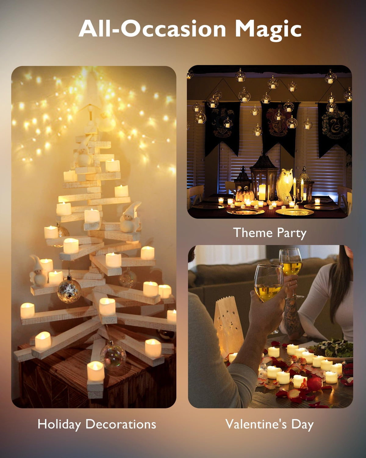 24Pcs Flickering Flameless Candle Battery Operated (Warm White Glow – White Body / Pack of 24)