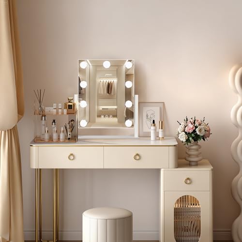 Hollywood Vanity Mirror with Lights (White / 12"L x 14"W)