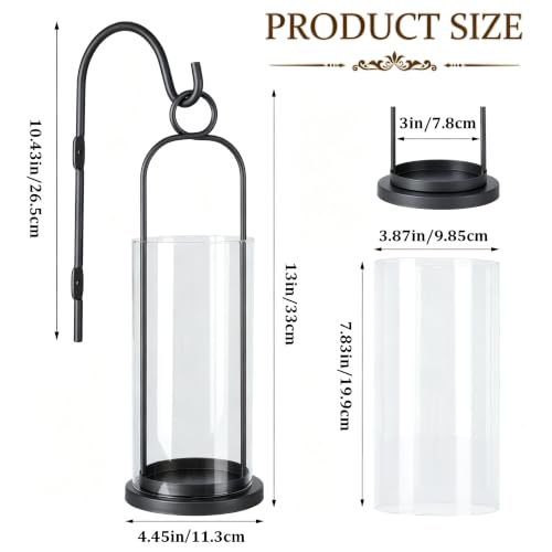 Wall Candle Sconces Hurricane Candles Holder (Black)