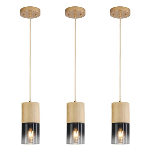 3 Pack Gold Pendant Light Fixtures (Black & Gold—Cord / 3 Pack)