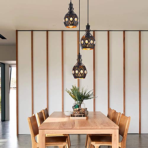 3 Light Industrial Pendant Lighting Vintage Hanging Ceiling Light Fixtures (YLC13-3HBlack)