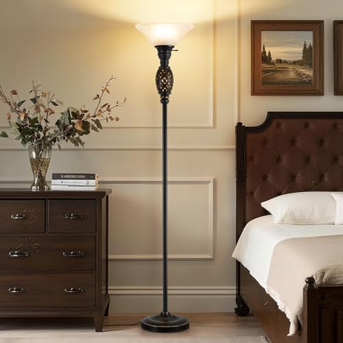 70" Floor Lamp for Living Room with Nightlight (Black)