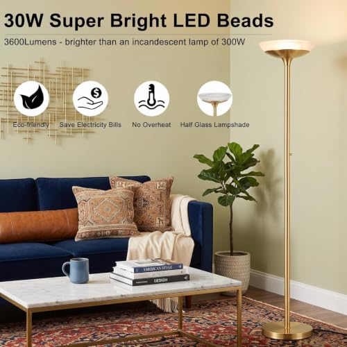 Torchiere Floor Lamp (Brass Gold Floor Lamp)