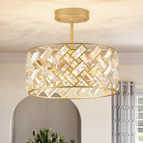 12" Gold Crystal Chandelier (Small Gold)