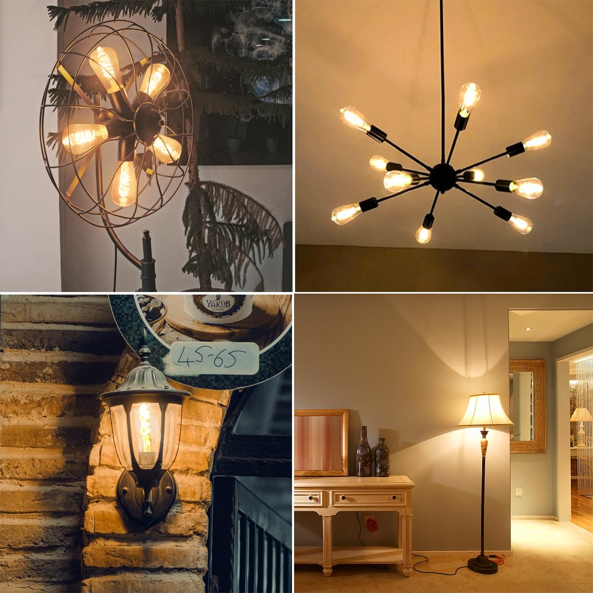 4 PCS ST58 Dimmable Spiral Vintage E26 LED Bulb 60 Watt LED Edison Bulbs (2700k 4pack)