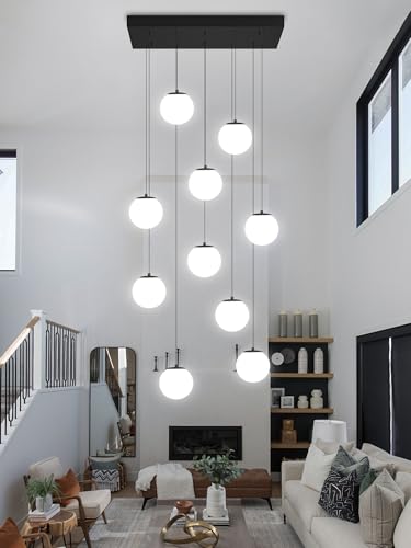 Modern Rectangular Chandelier (Black-White / Rectangle 10-Light)