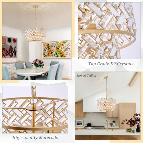 20" Gold Crystal Chandelier (Large Drum Gold)