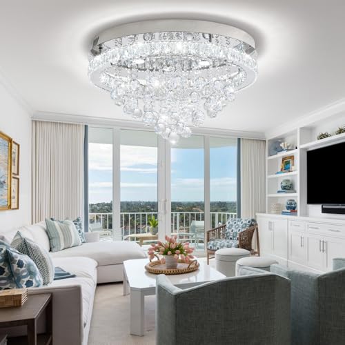 Dia 24" Modern Crystal Chandeliers for Dining Room (Silver / Dia 24")