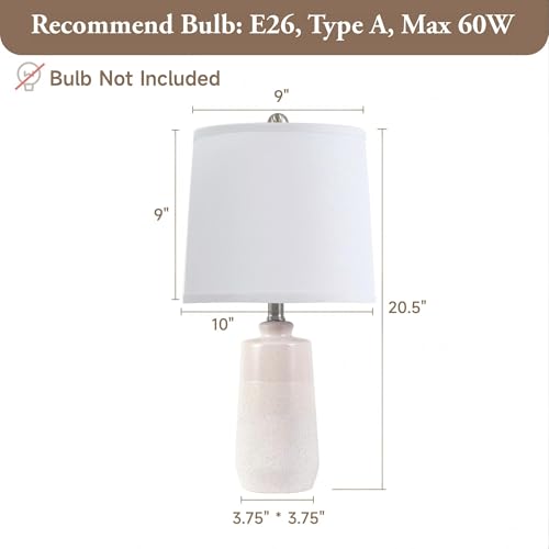 20.5" Ceramic Nightstand Lamps Set of 2 for Bedroom (WH-S)