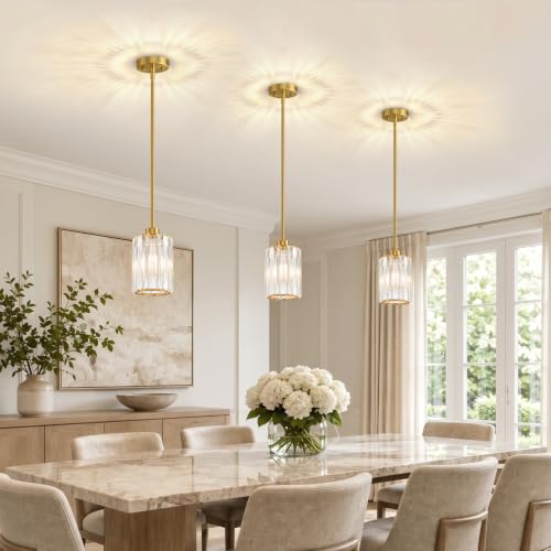 2 Pack Brushed Gold Pendant Lights Kitchen Island (2-Pack Brushed Gold)