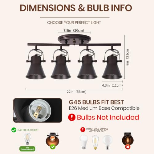 4 Light Kitchen Track Lighting (4-Light / Dark Brown)