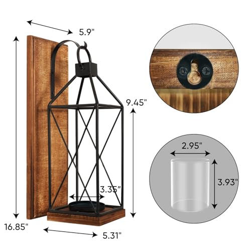 Wall Candle Sconces Set of 2 (Dark Brown)