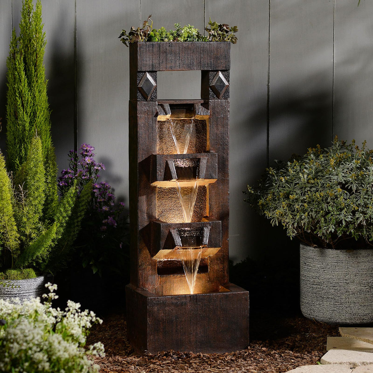 40.9 in Modern Outdoor Water Fountain (Brown)