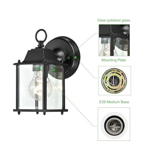 2 Packs Outdoor Wall Lantern (2 Pack / Black)